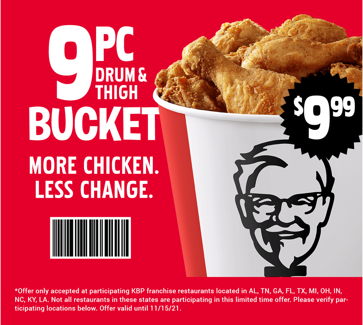 9 piece drum and thigh bucket coupon
